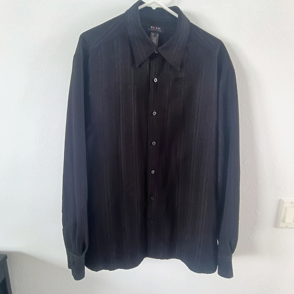 Axcess Liz Claiborne Black Button Front Career Blouse Women Size XL